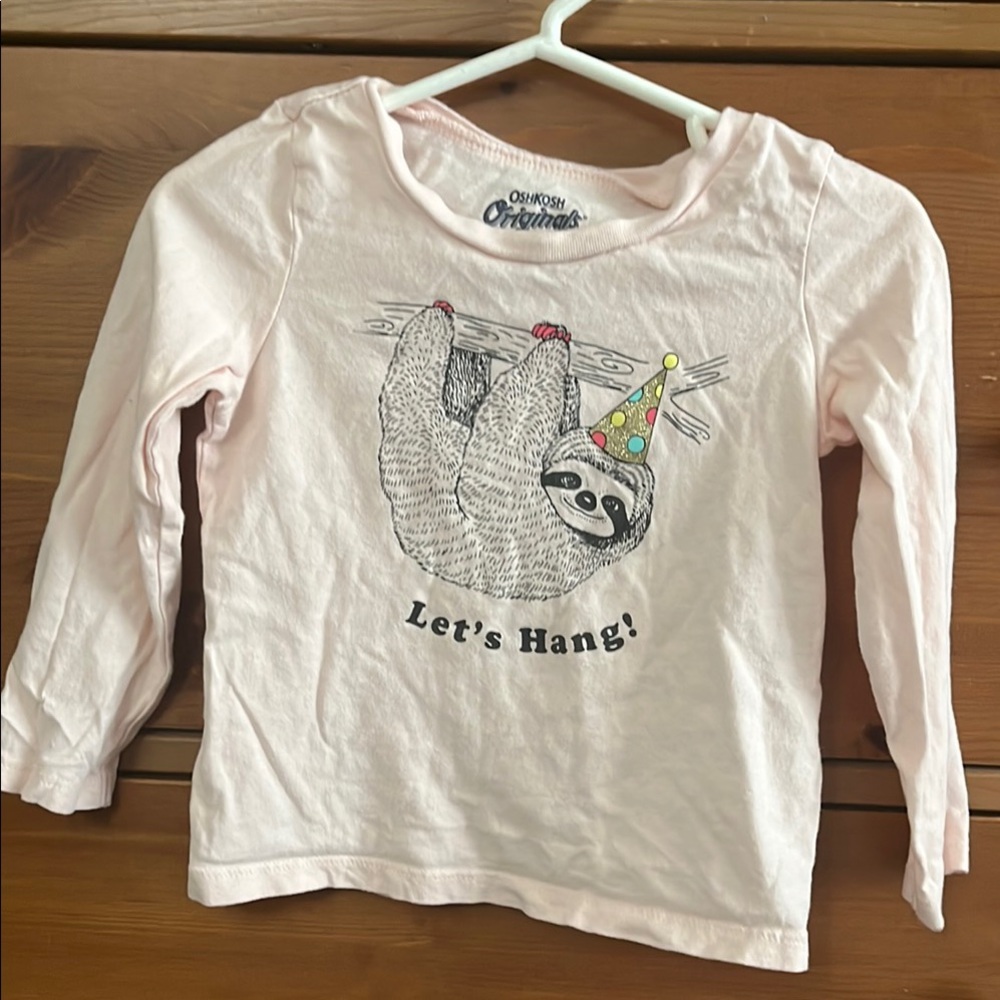 OshKosh B'gosh Pink Long Sleeve Tee with Sloth Design